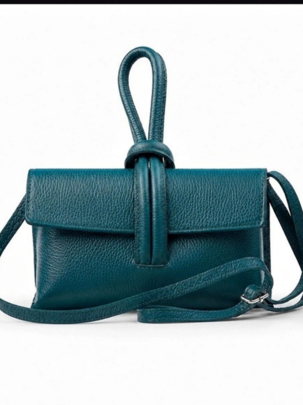 New Petrol Teal Italian Leather Crossbody Top Handle Day/Evening Bag